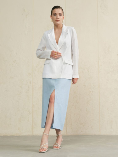 Юбка льняная 003 голубая