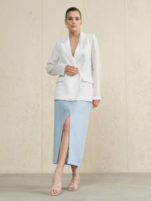 Юбка льняная 003 голубая