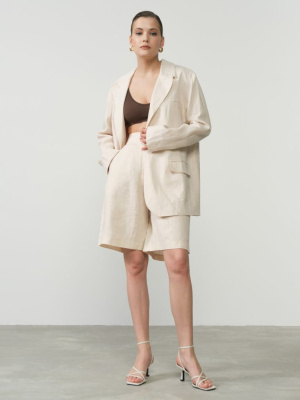 Шорты льняные 630 бежевые