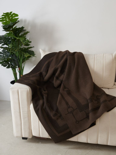 Плед из пуха яка 39094 коричневый/темно-коричневый