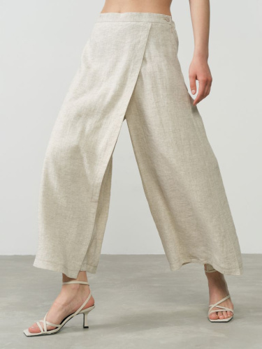 Брюки льняные Б043Т серый меланж