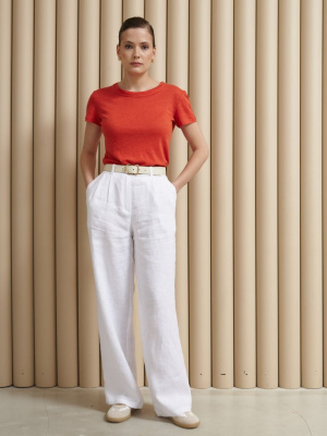 Футболка льняная 452-49 коралловая