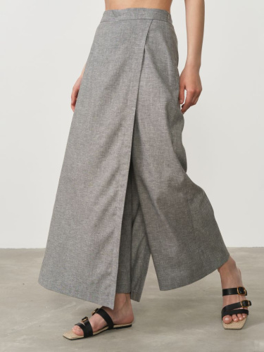 Юбка-брюки льняная 80600 темно-серая