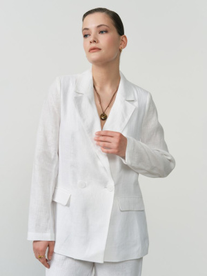 Жакет из льна и хлопка КЛ-7718-ИЛ23 белый