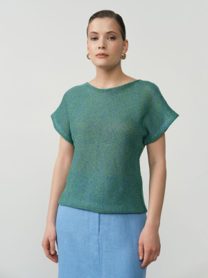 Джемпер льняной Д334 морская волна