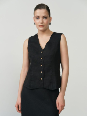 Жилет льняной Ж146Т черный