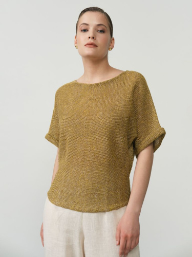 Джемпер льняной Д332 золотистый