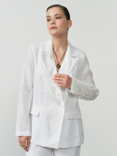 Жакет из льна и хлопка КЛ-7718-ИЛ23 белый