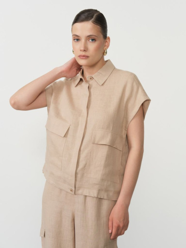 Блузка женская КЛ-7842-ИЛ24 серо-бежевая