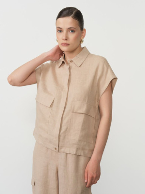 Блузка женская КЛ-7842-ИЛ24 серо-бежевая