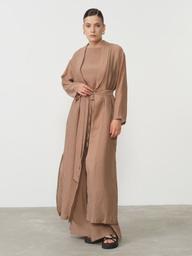 Жакет-кимоно длинный из лиоцелла 42211311 какао