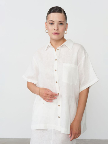 Рубашка льняная 801201 айвори
