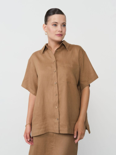 Рубашка льняная 801248 кэмел
