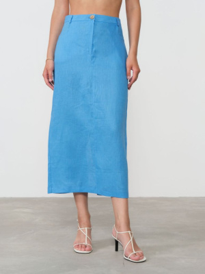 Юбка льняная 801281 аквамарин