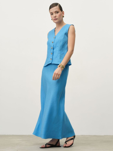 Юбка льняная 8025 аквамарин