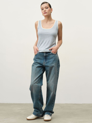 Топ из льна 6034 голубой