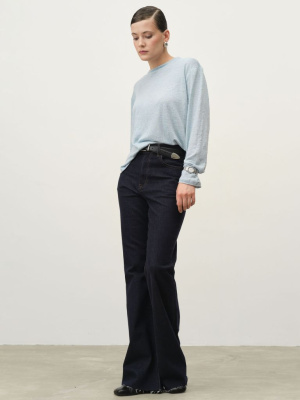 Лонгслив из льна 2902 голубой