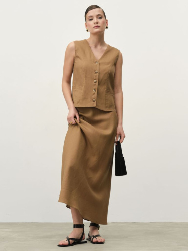 Жилет льняной 7025 кэмел