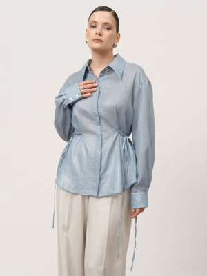 Блуза из хлопка 5011821 голубая