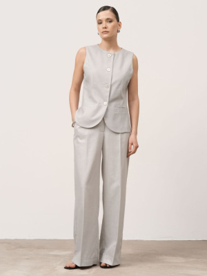 Жилет из льна 7011892 серебро