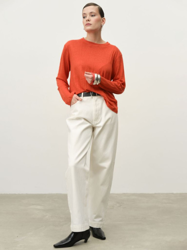 Лонгслив из льна 2902 коралловый