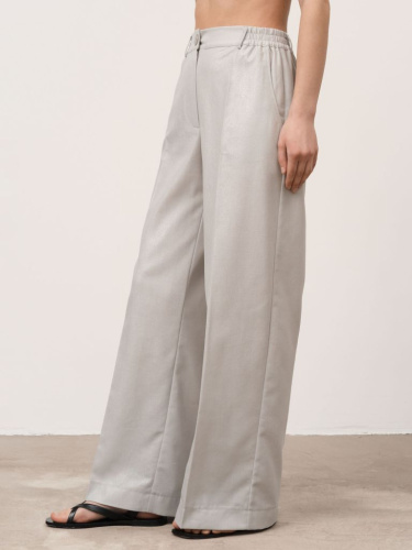 Брюки из льна 1011892 серебро