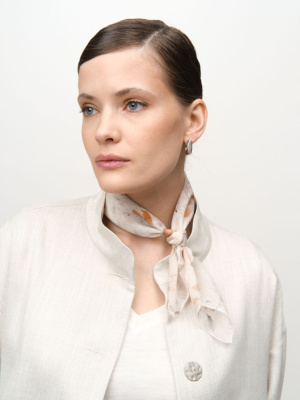 Платок из тенселя 15025 серо-бежевый