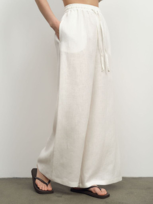 Брюки льняные 10367 белые