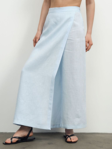 Юбка-брюки льняная 10990 голубая
