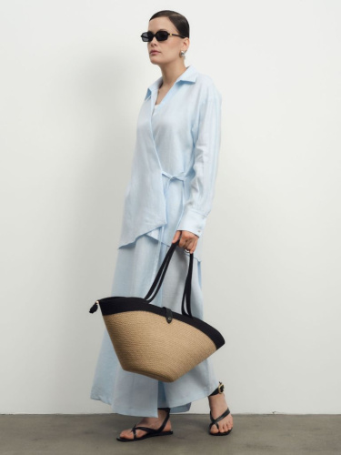 Рубашка льняная 80990 голубая