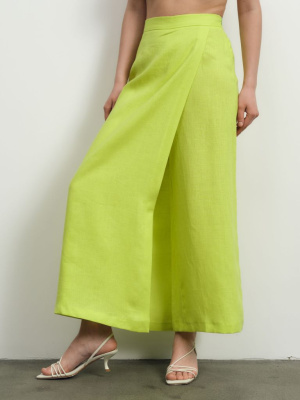 Юбка-брюки льняная 10990 лайм