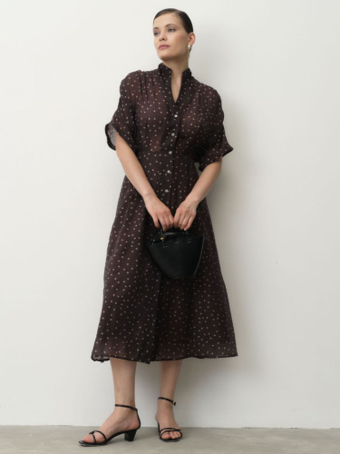 Платье из тенселя 90501 черное в горошек