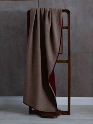 Плед из кашемира 39060 капучино-бургунди