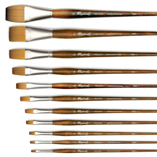 Кисть синтетика имитация соболь плоская Sennelier "Precision" длинная ручка