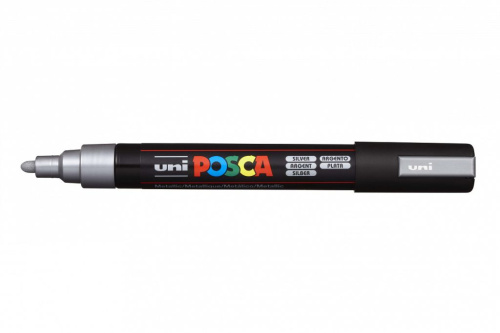 Маркер UNI "POSCA" PC-5M, 1,8-2,5 мм, наконечник пулевидный, цвет серебряный