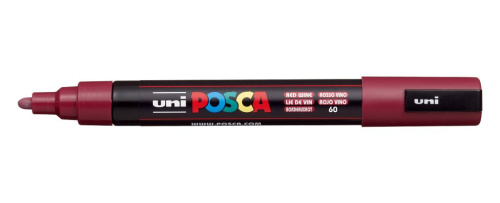 Маркер UNI "POSCA" PC-5M, 1,8-2,5 мм, наконечник пулевидный, цвет красное вино