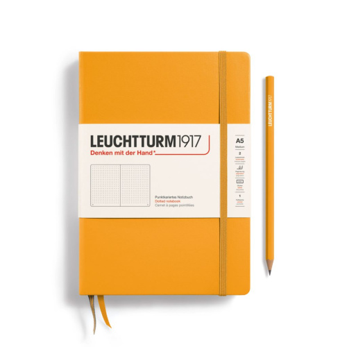Записная книжка в точку Leuchtturm Rising Colours А5 251 стр., твердая обложка теплый желтый