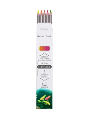 Набор карандашей цветных Малевичъ "GrafArt PRO" неоны, 5 цветов