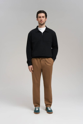 Брюки из хлопкового твила с эластичным поясом