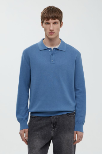 Поло с длинным рукавом из хлопка