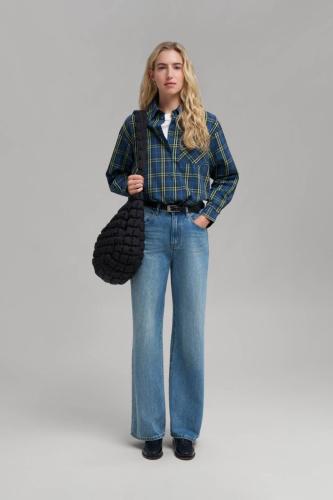 Свободная рубашка в клетку из твила