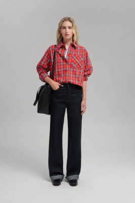 Свободная рубашка в клетку из твила