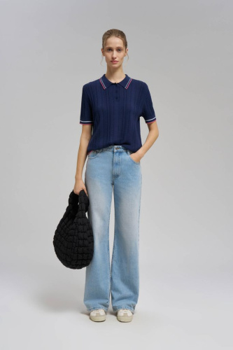 Джемпер-поло прямого кроя из хлопка