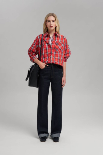 Свободная рубашка в клетку из твила