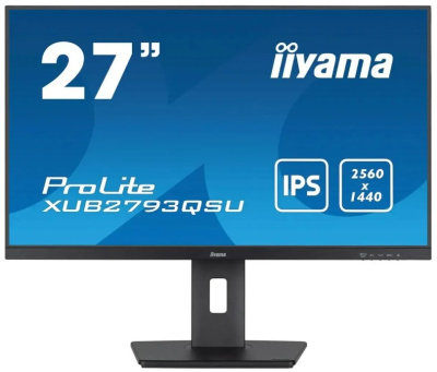 Монитор 27" Iiyama ProLite XUB2793QSU-B7 2560x1440 16:9, IPS, 300cd, 1300:1, 80M:1, 1ms, 178/178, DP, HDMI, USB, 100Hz, tilt, HAS, pivot, swivel, VESA