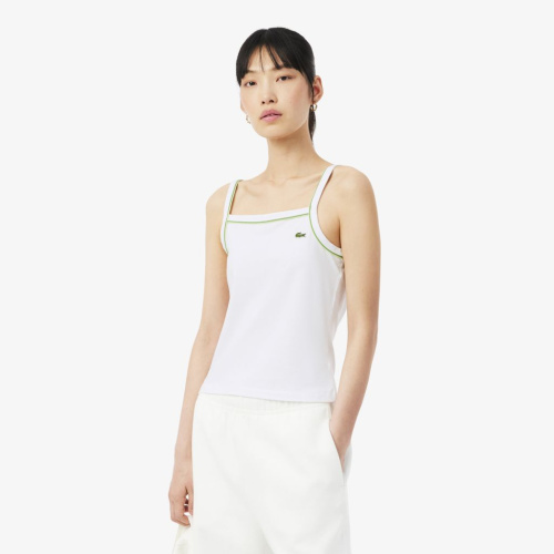 Женская хлопковая майка Lacoste с контрастными акцентами