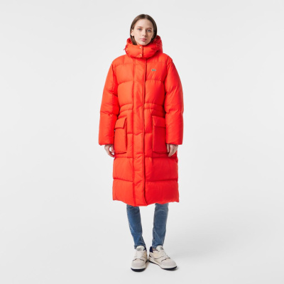 Женский длинный пуховик Lacoste Oversized с регулируемой талией