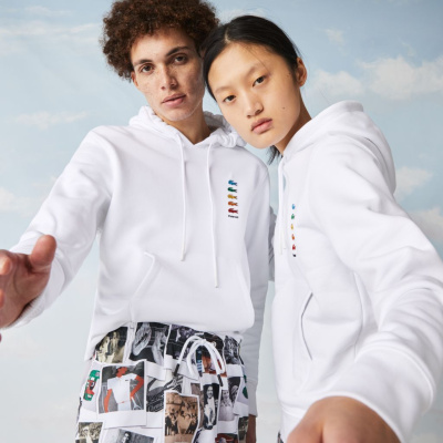 Хлопковая флисовая толстовка - худи Lacoste x Polaroid Unisex