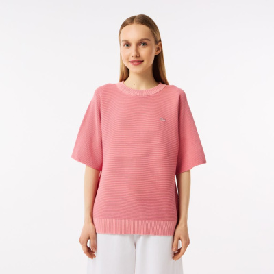Женский вязаная футболка Lacoste Oversize с коротким рукавом
