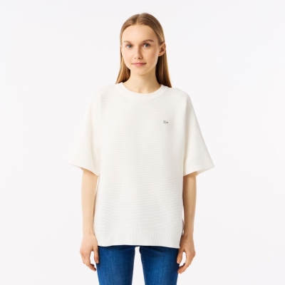 Женский вязаная футболка Lacoste Oversize с коротким рукавом